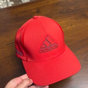 Adidas TaylorMade Hat red FlexFit Delta Adult Mens solid red Adidas Cap Hat L/XL